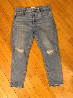 LOFT Women's Light Blue Skinny Jeans with Knee Rips